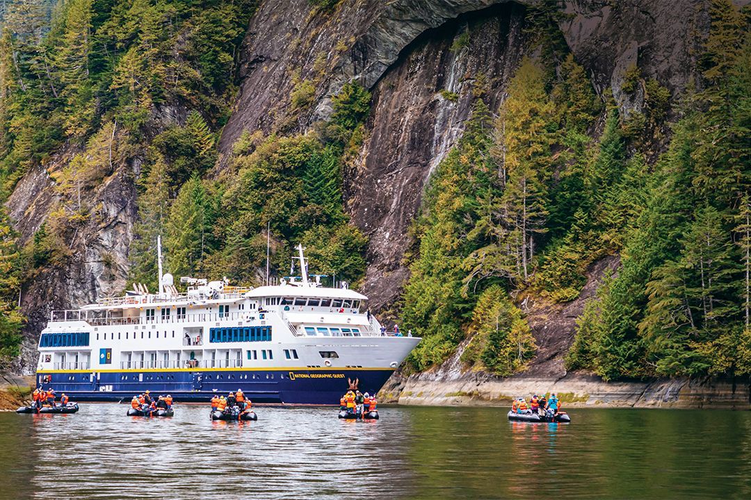 Expedition ship in Alaskan waters