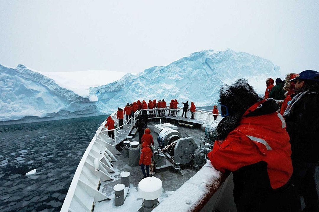 Expedition ship in Antarctic waters