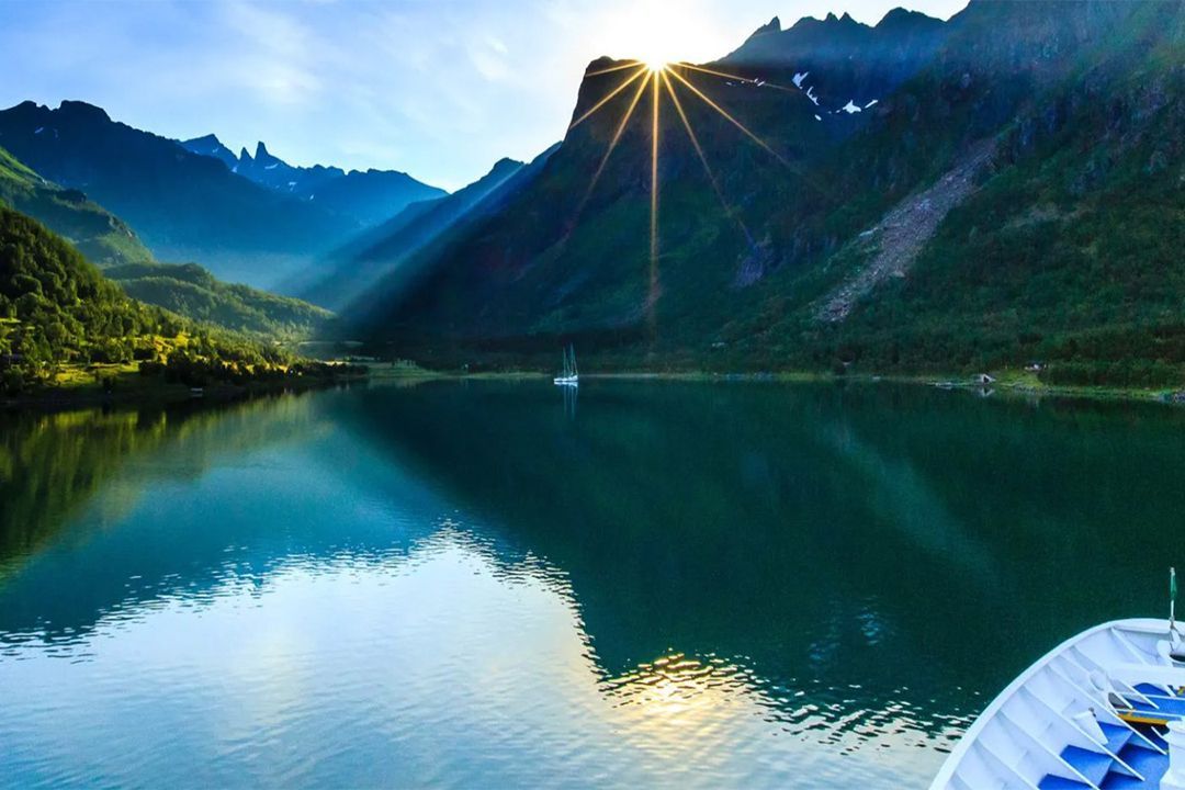 Expedition ship in a Norwegian fjord